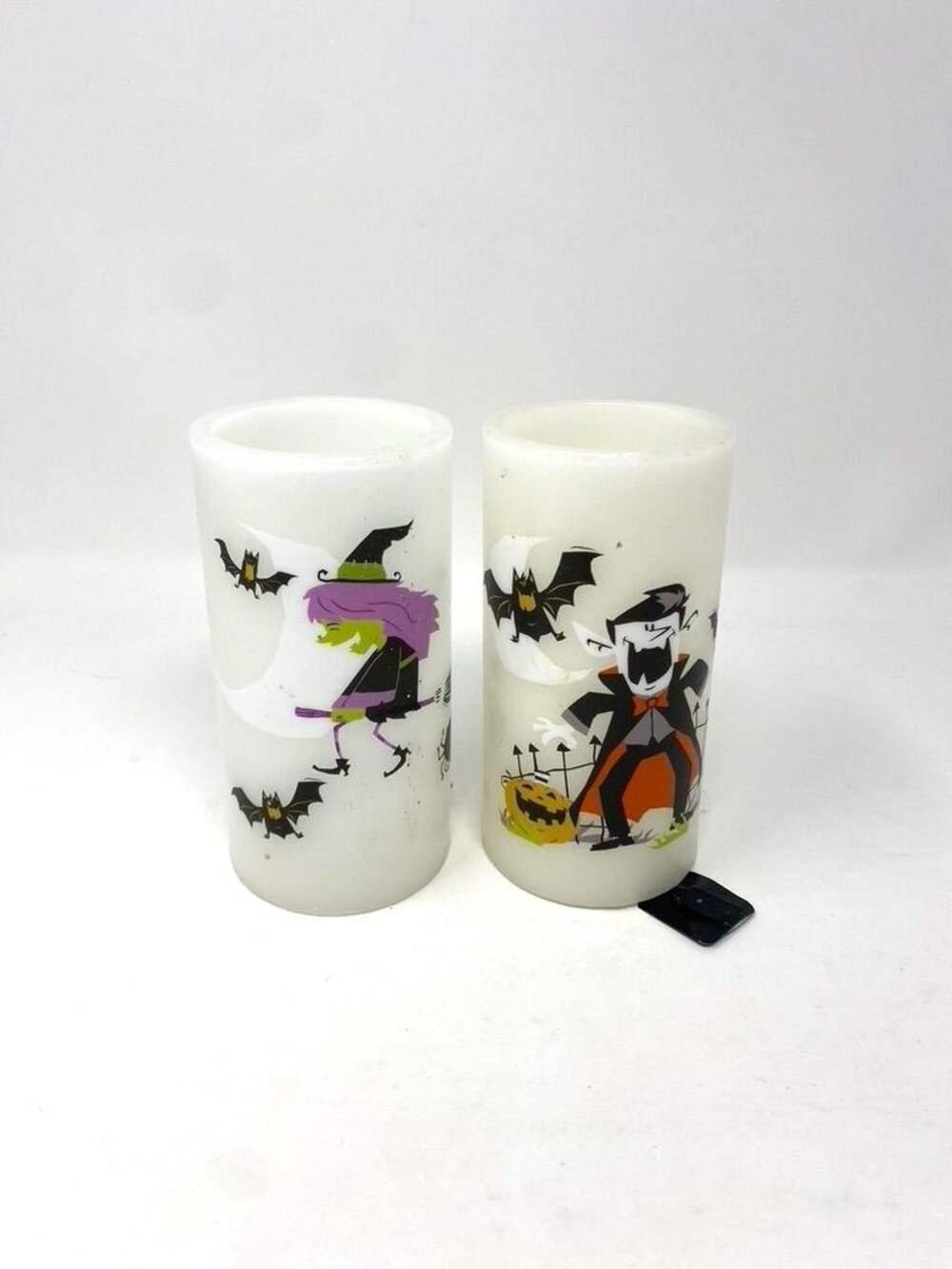 Vintage 2 Target Halloween Faux Candles 6" Battery Operated Witch Vampire